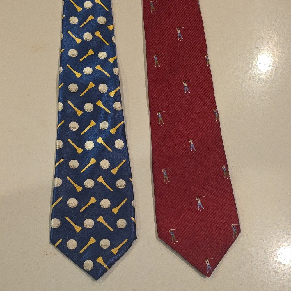 Pair of Men's‎ Golf Themed Silk Polyester Neck Ties
